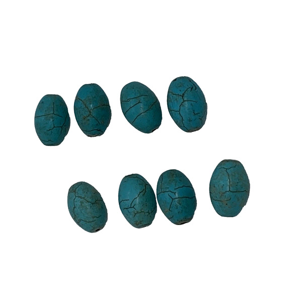 Turquoise Colored Jewelry Making 8 Stone Beads 23 Silver Metal Spacers - Picture 2 of 12